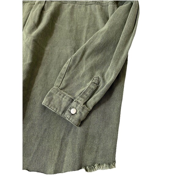 Blakeley Oversized Distressed Shacket Shirt jacket Olive Green L/XL - Picture 11 of 16